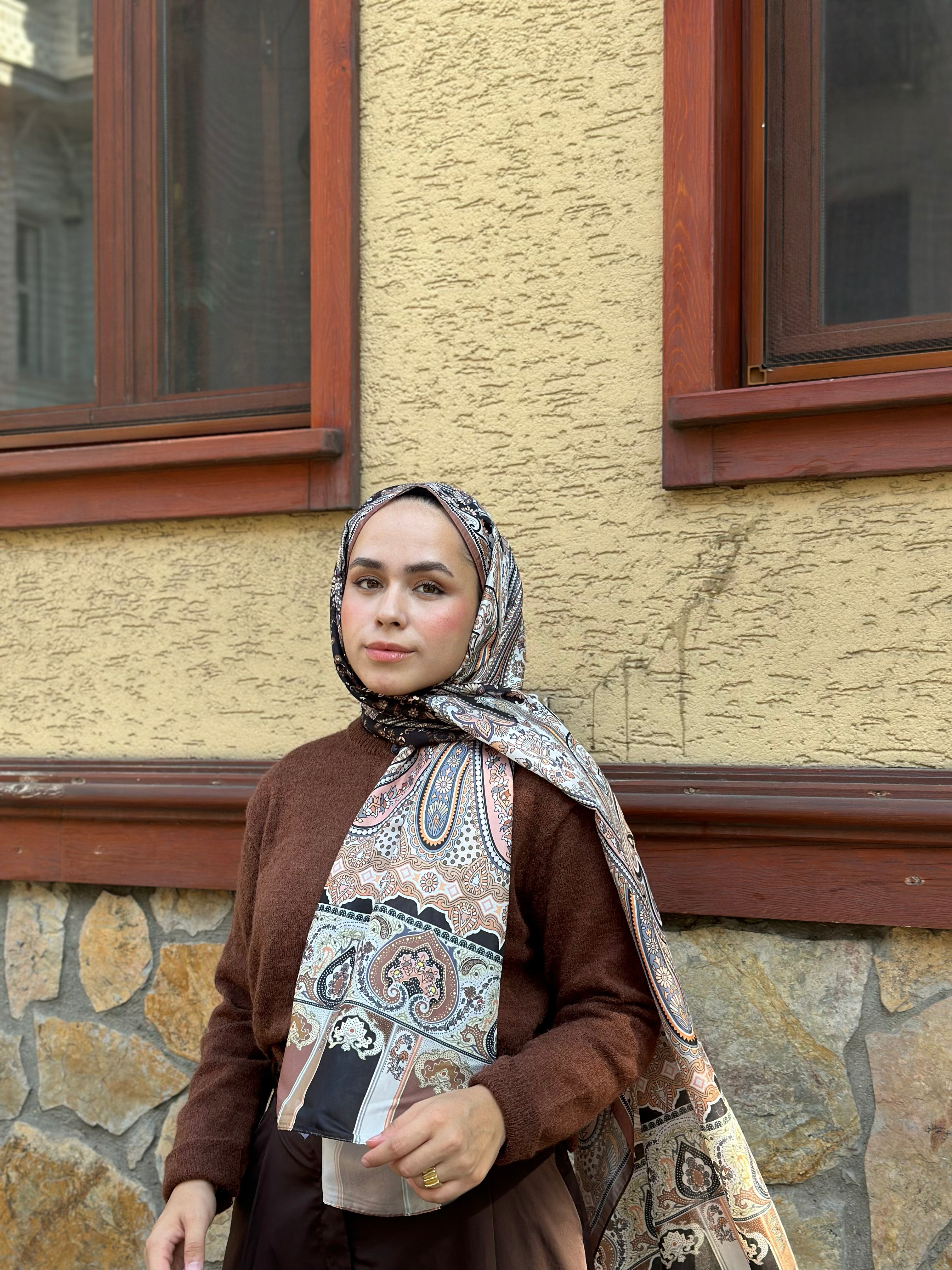 Pro Line Etro Desen Şal - Karamel - Emproyal