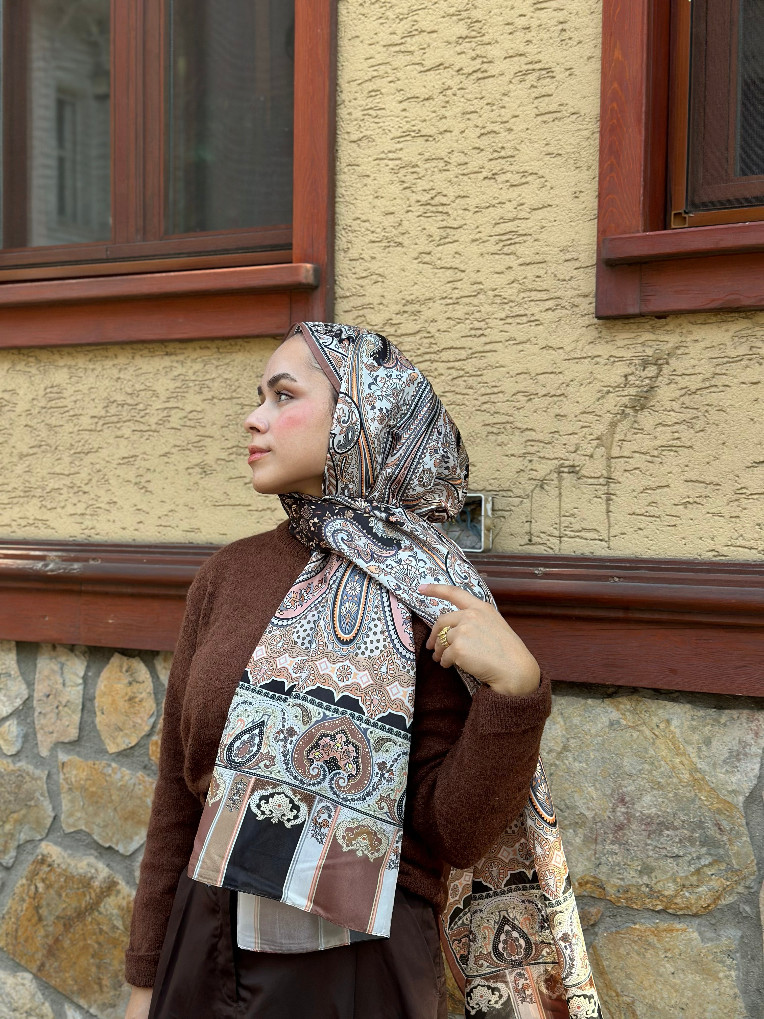 Pro Line Etro Desen Şal - Karamel - Emproyal