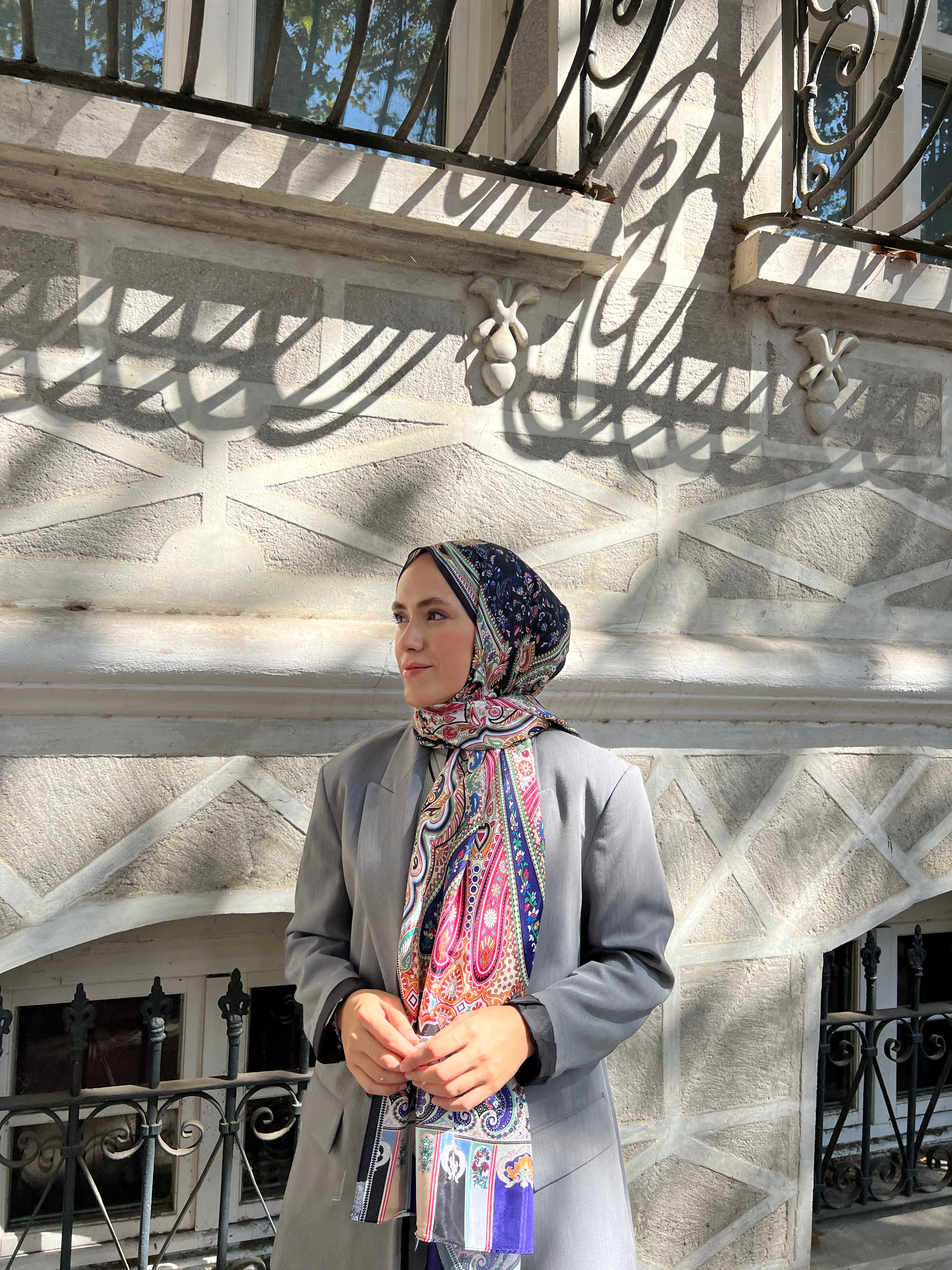 Pro Line Etro Desen Şal - Lacivert - Fuşya - Emproyal