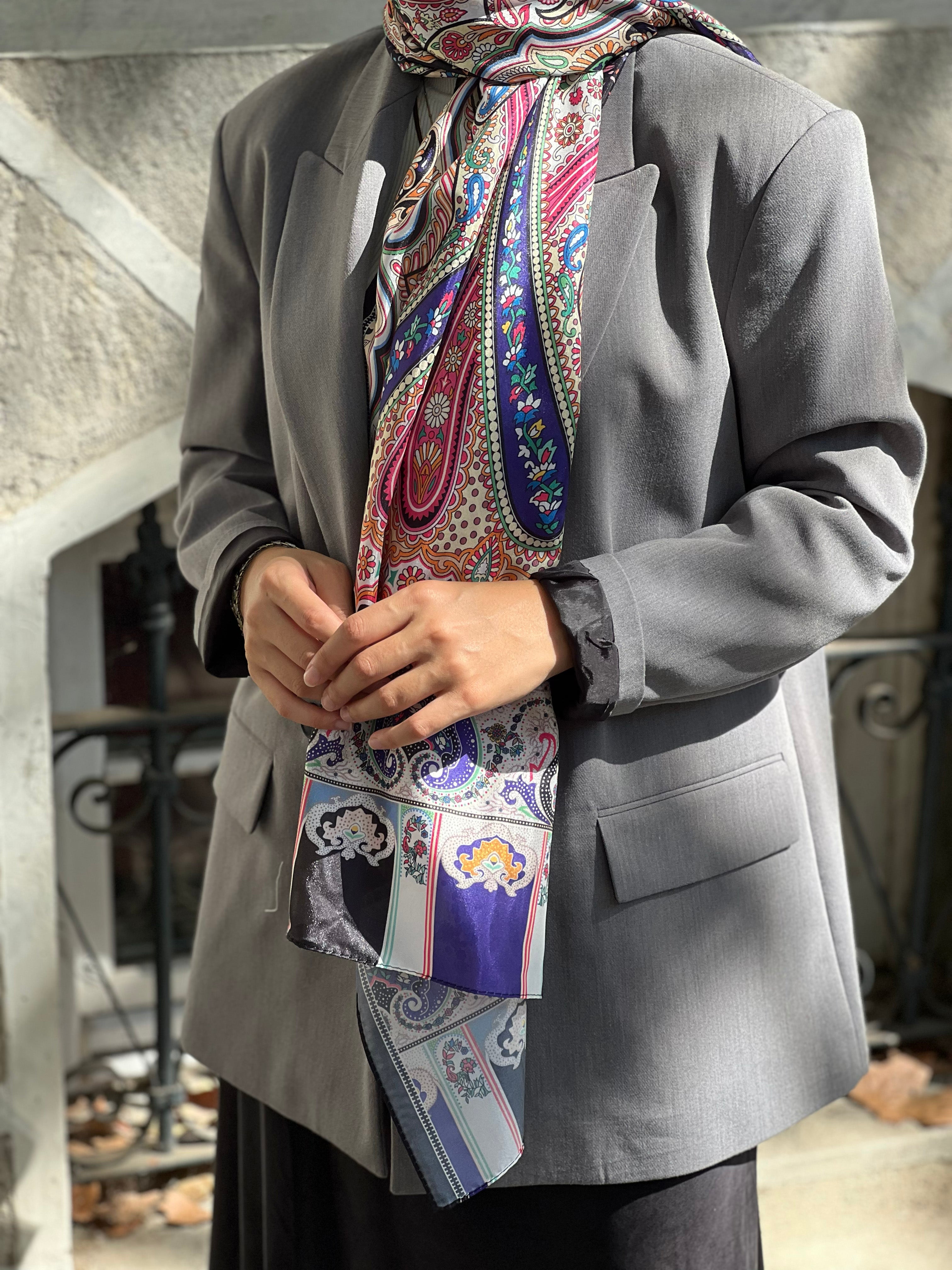 Pro Line Etro Desen Şal - Lacivert - Fuşya - Emproyal