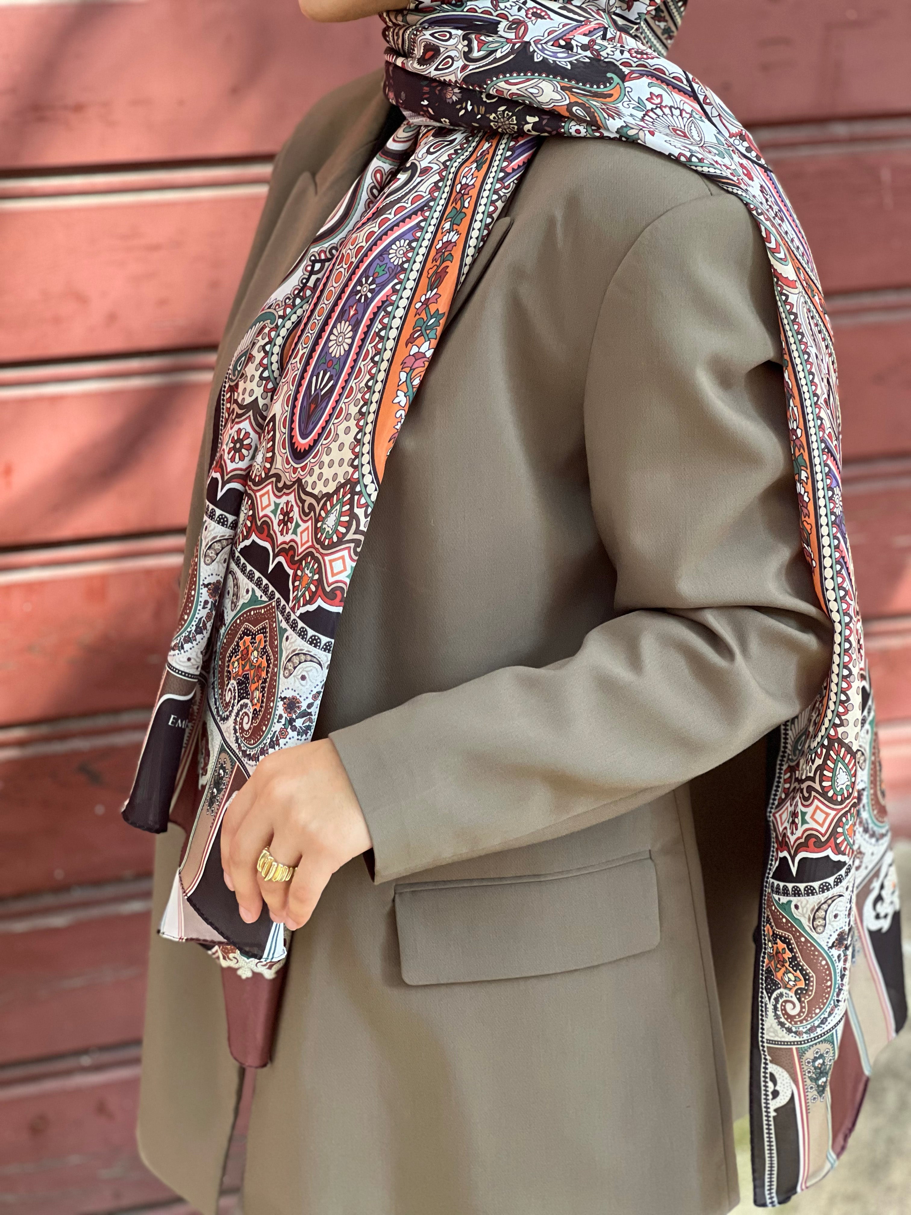 Pro Line Etro Desen Şal - Siyah - Kahve - Emproyal