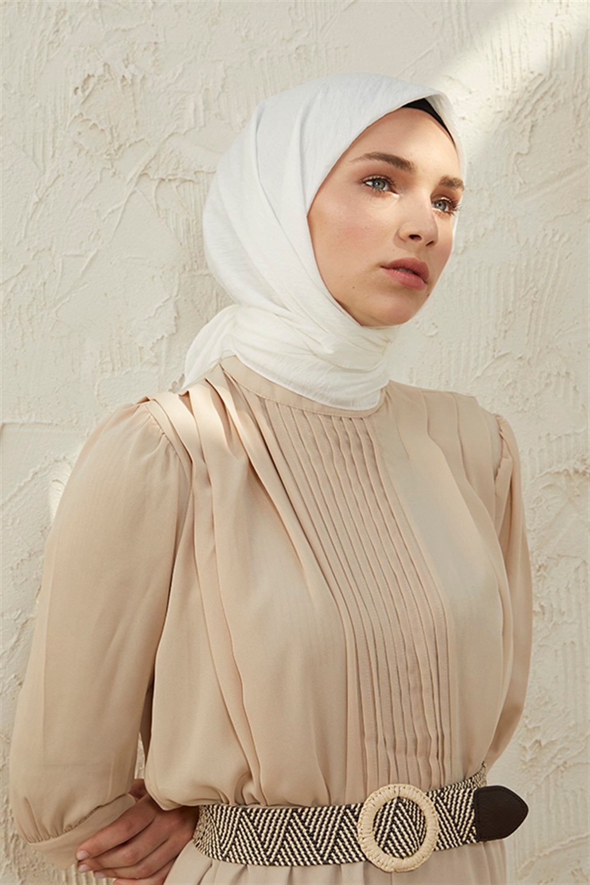 Tesettür Giyim - Oria Eşarp - Beyaz - Emproyal