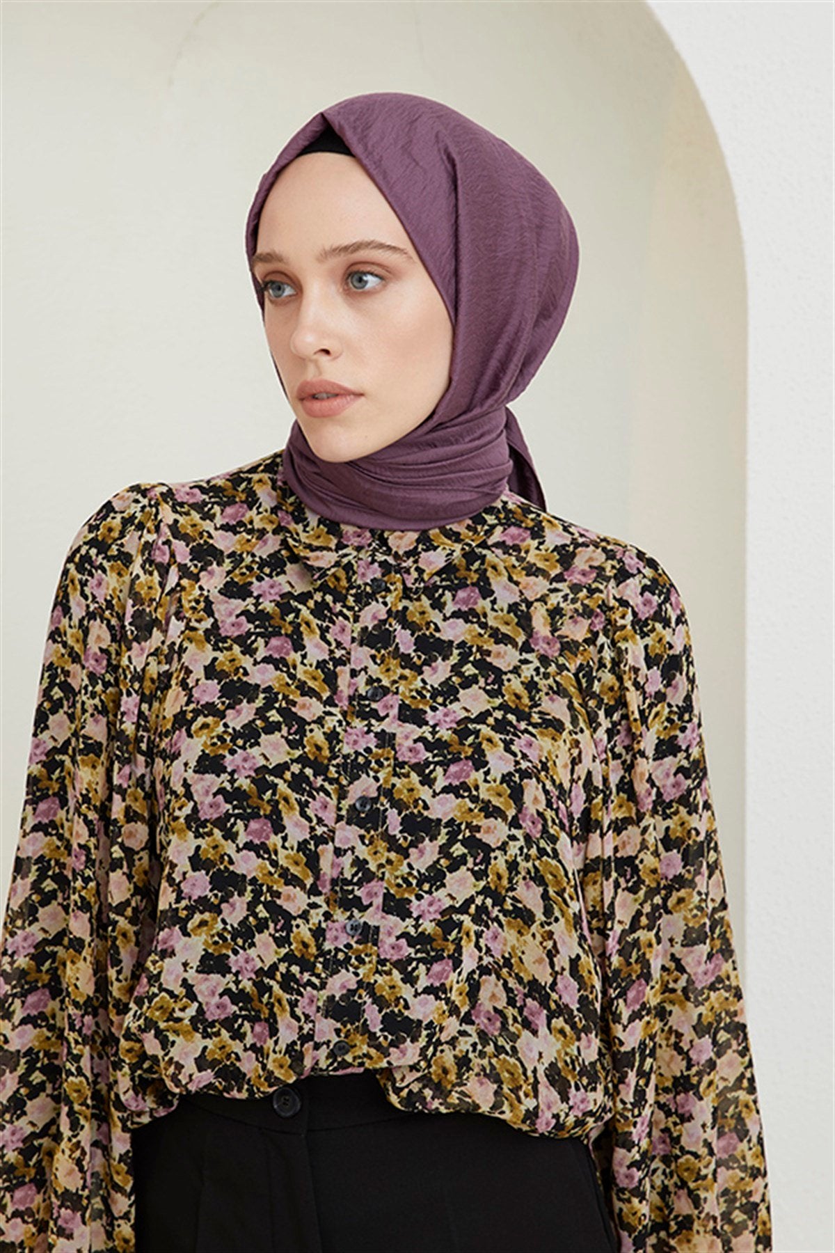 Tesettür Giyim - Oria Şal - Koyu Leylak - Emproyal