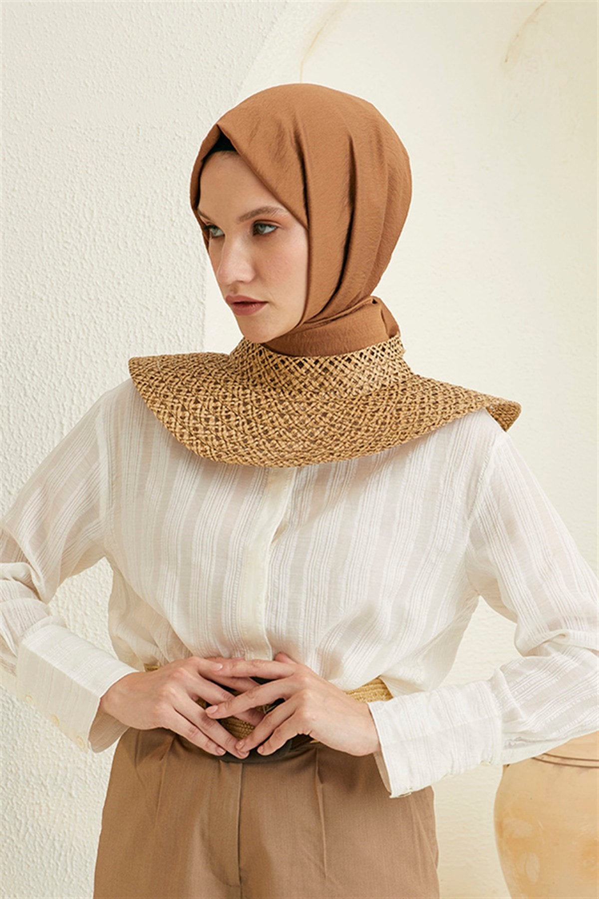 Tesettür Giyim - Oria Şal - Sıcak Kahve - Emproyal