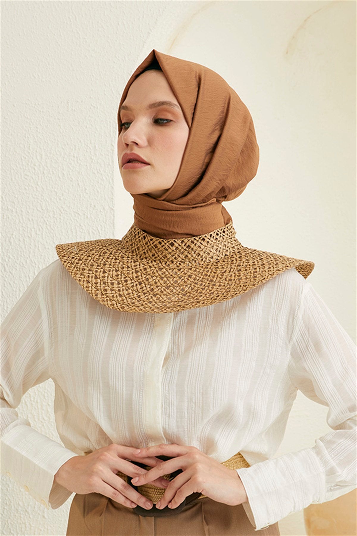 Tesettür Giyim - Oria Şal - Sıcak Kahve - Emproyal