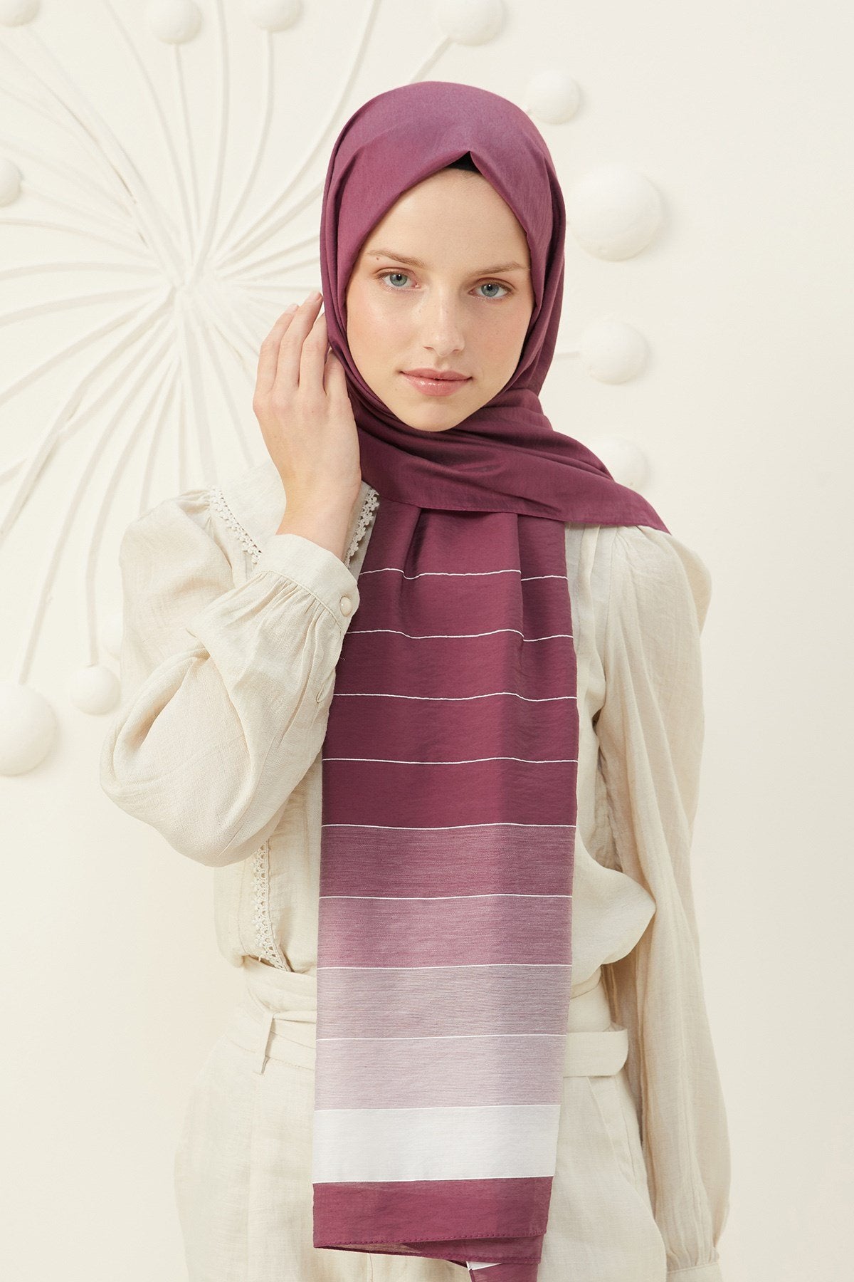 Tesettür Giyim - Piano Şal - Leylak - Emproyal