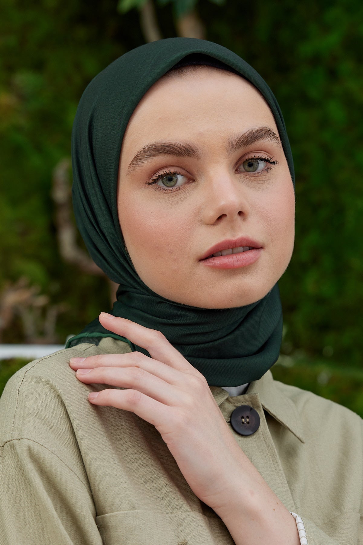 Tesettür Giyim - Pro Line Düz Renk Eşarp - Asker Yeşili - Emproyal