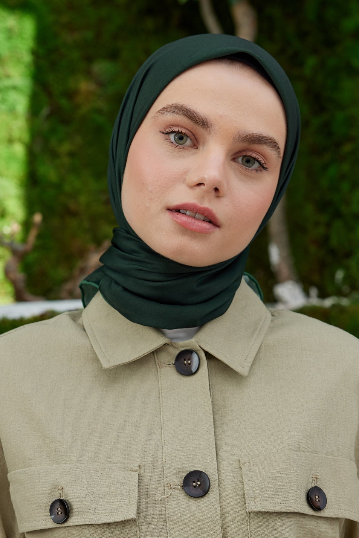 Tesettür Giyim - Pro Line Düz Renk Eşarp - Asker Yeşili - Emproyal