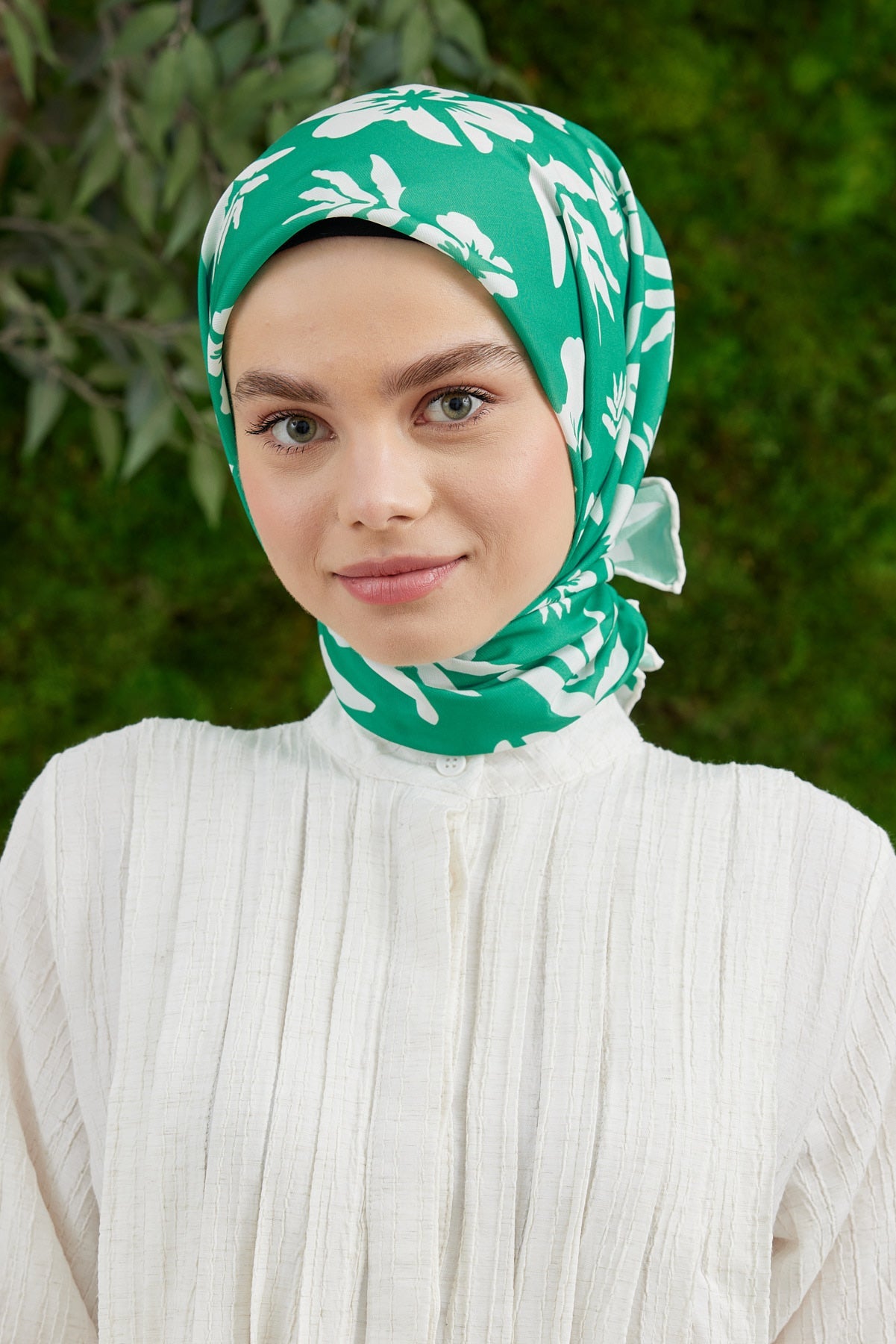 Tesettür Giyim - Pro Line Lavinia Desen Eşarp - Yeşil - Emproyal