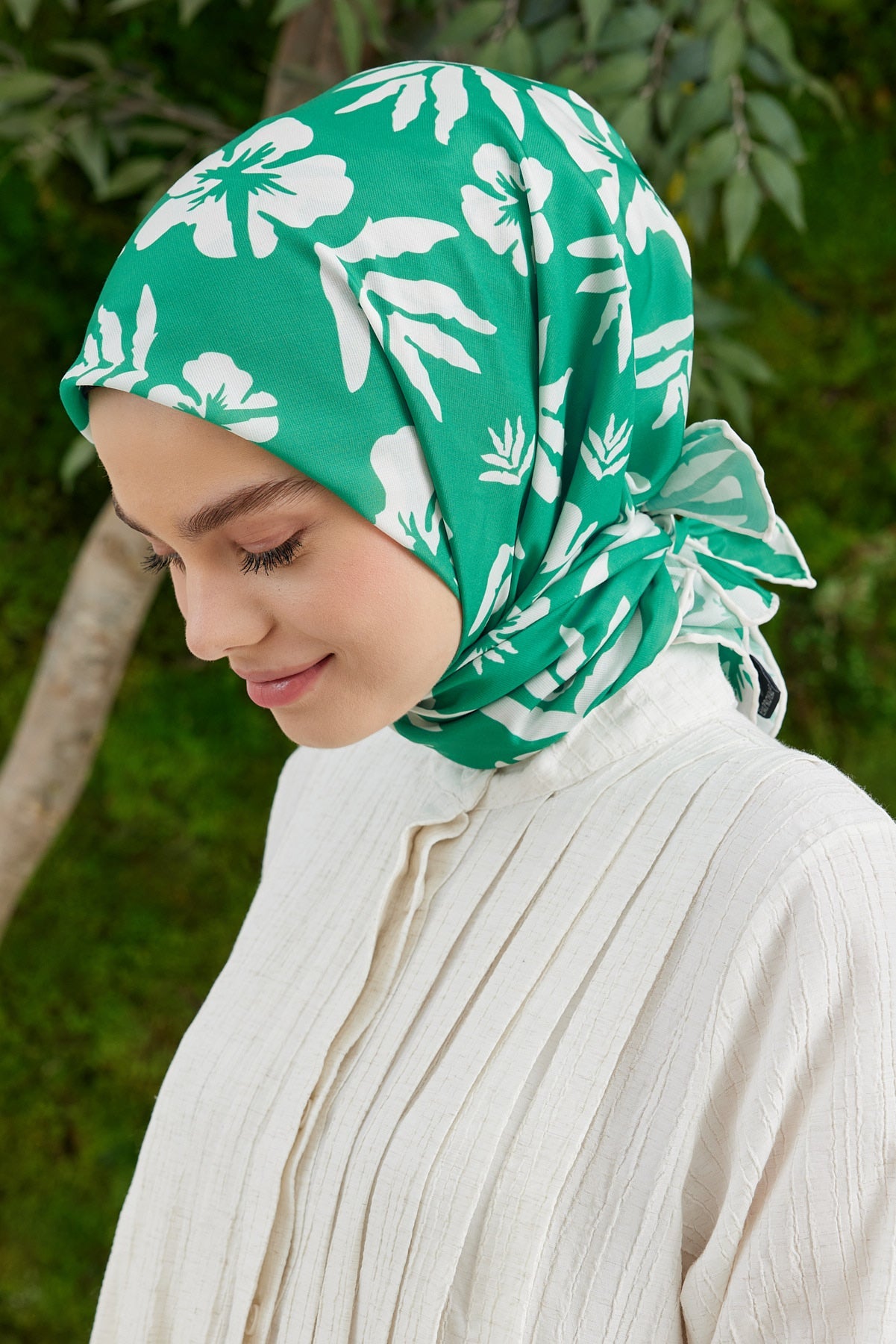 Tesettür Giyim - Pro Line Lavinia Desen Eşarp - Yeşil - Emproyal