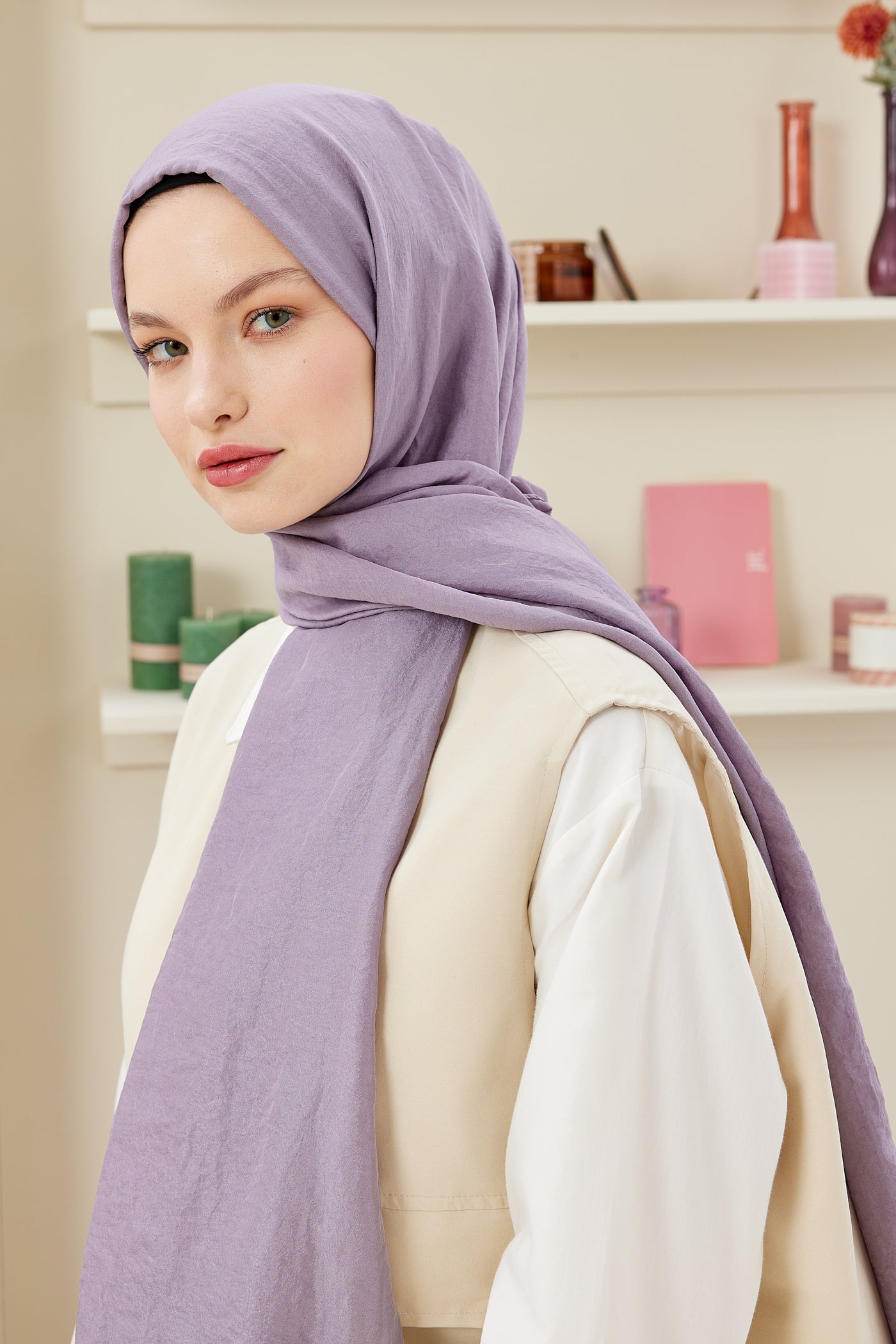 Tesettür Giyim - Elisa Vual Şal - Lila - Emproyal