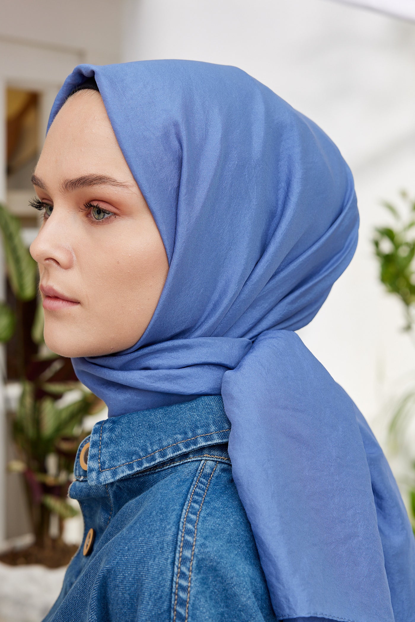 Tesettür Giyim - Elisa Vual Şal - İndigo - Emproyal