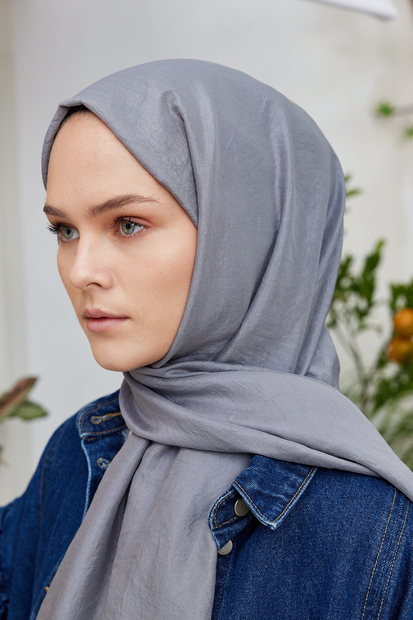 Tesettür Giyim - Elisa Vual Şal - Gri - Emproyal