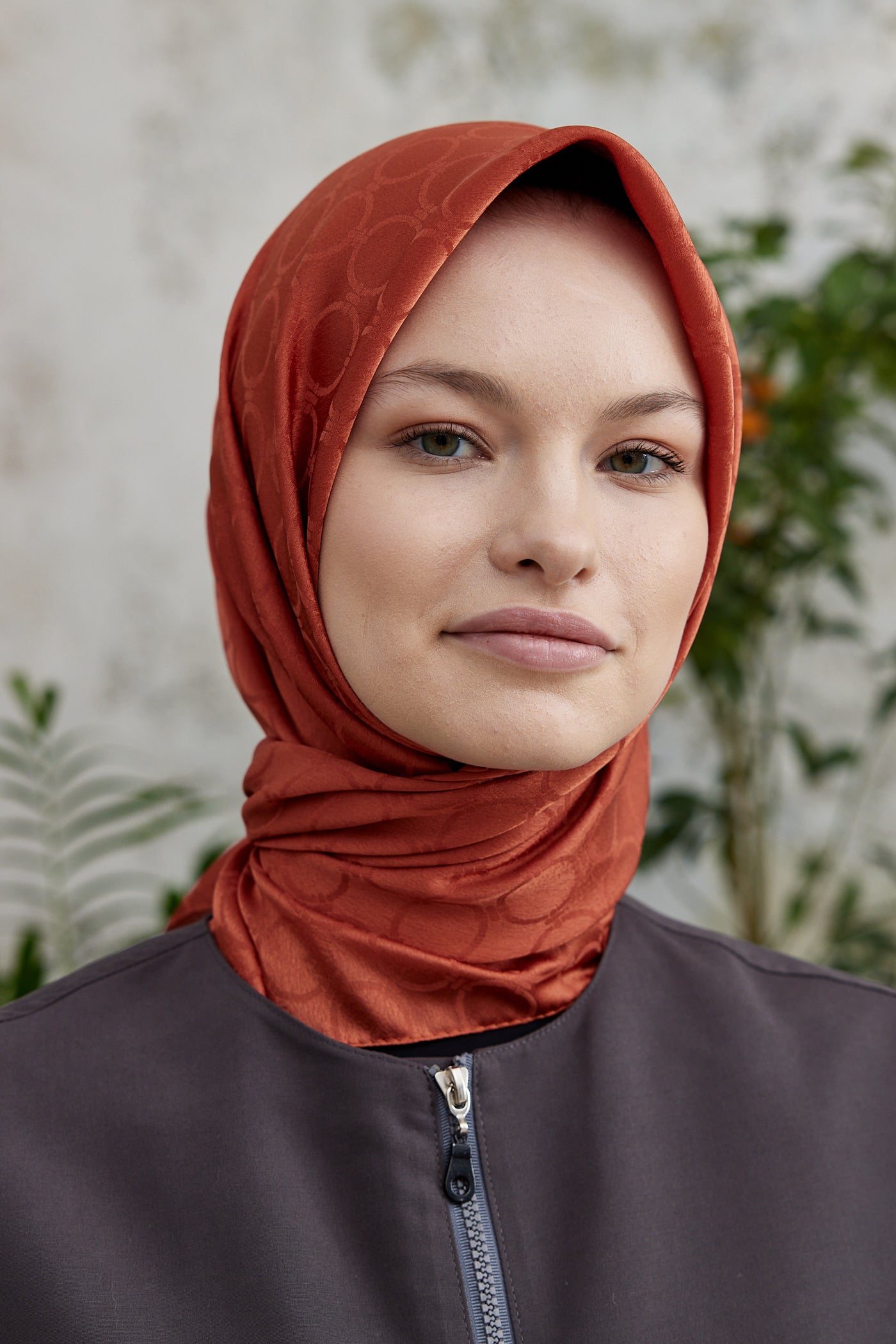 Tesettür Giyim - Jakar Janjan Halka Desen Eşarp - Turuncu - Emproyal