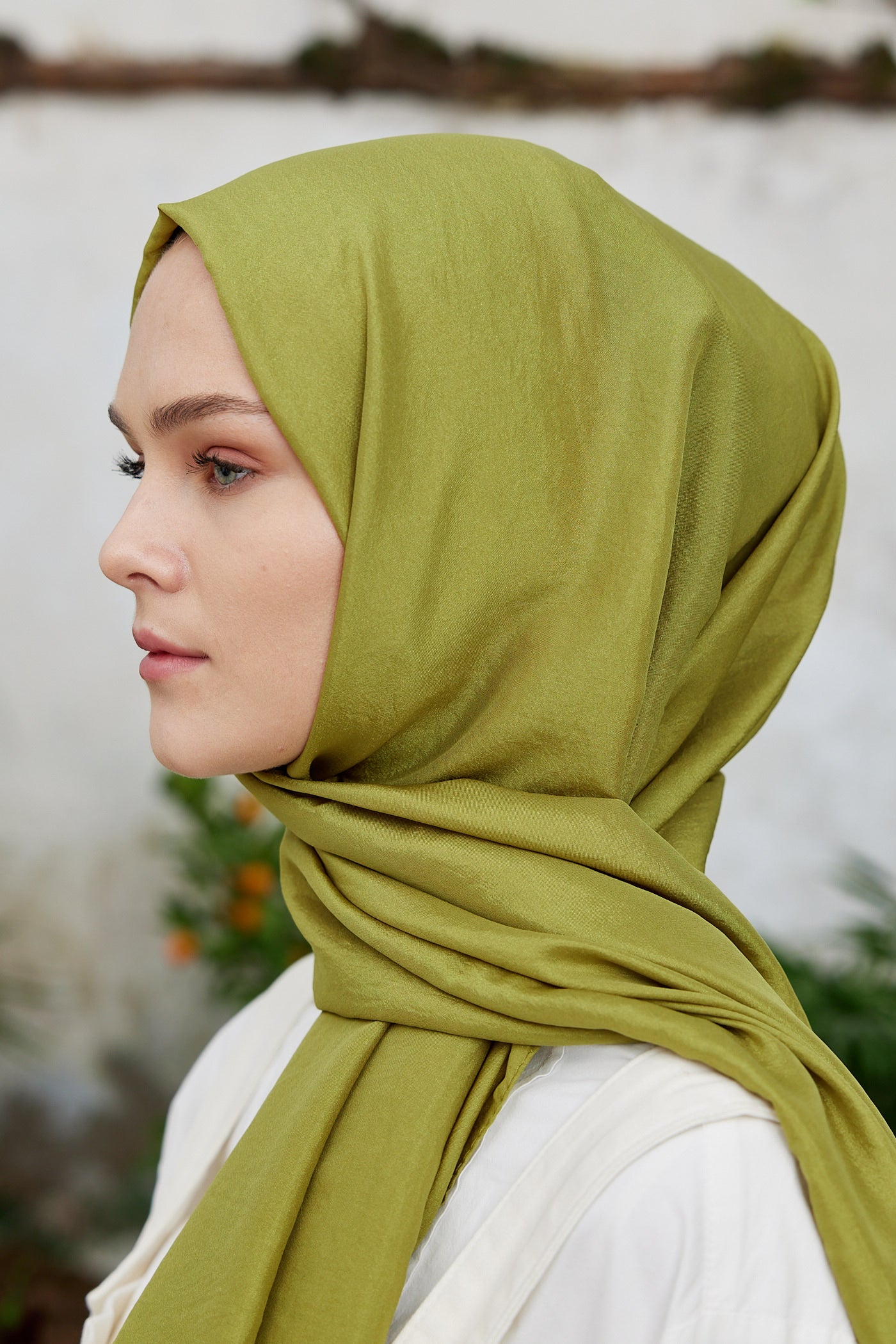 Tesettür Giyim - Elisa Vual Şal - Yağ Yeşili - Emproyal