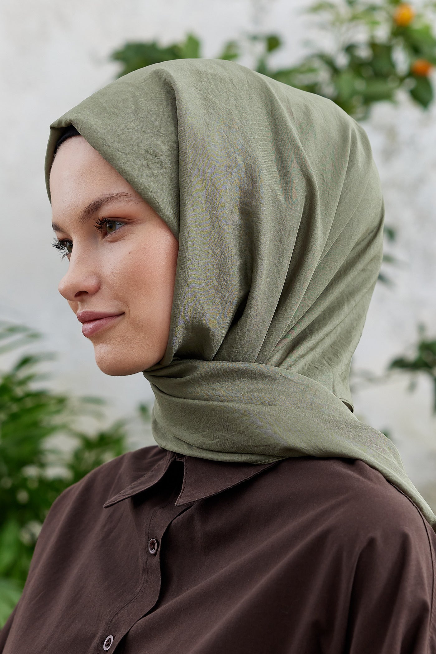 Tesettür Giyim - Elisa Vual Şal - Haki - Emproyal