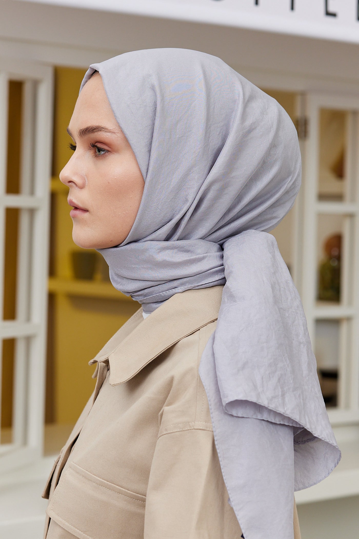 Tesettür Giyim - Elisa Vual Şal - Koyu Gri - Emproyal