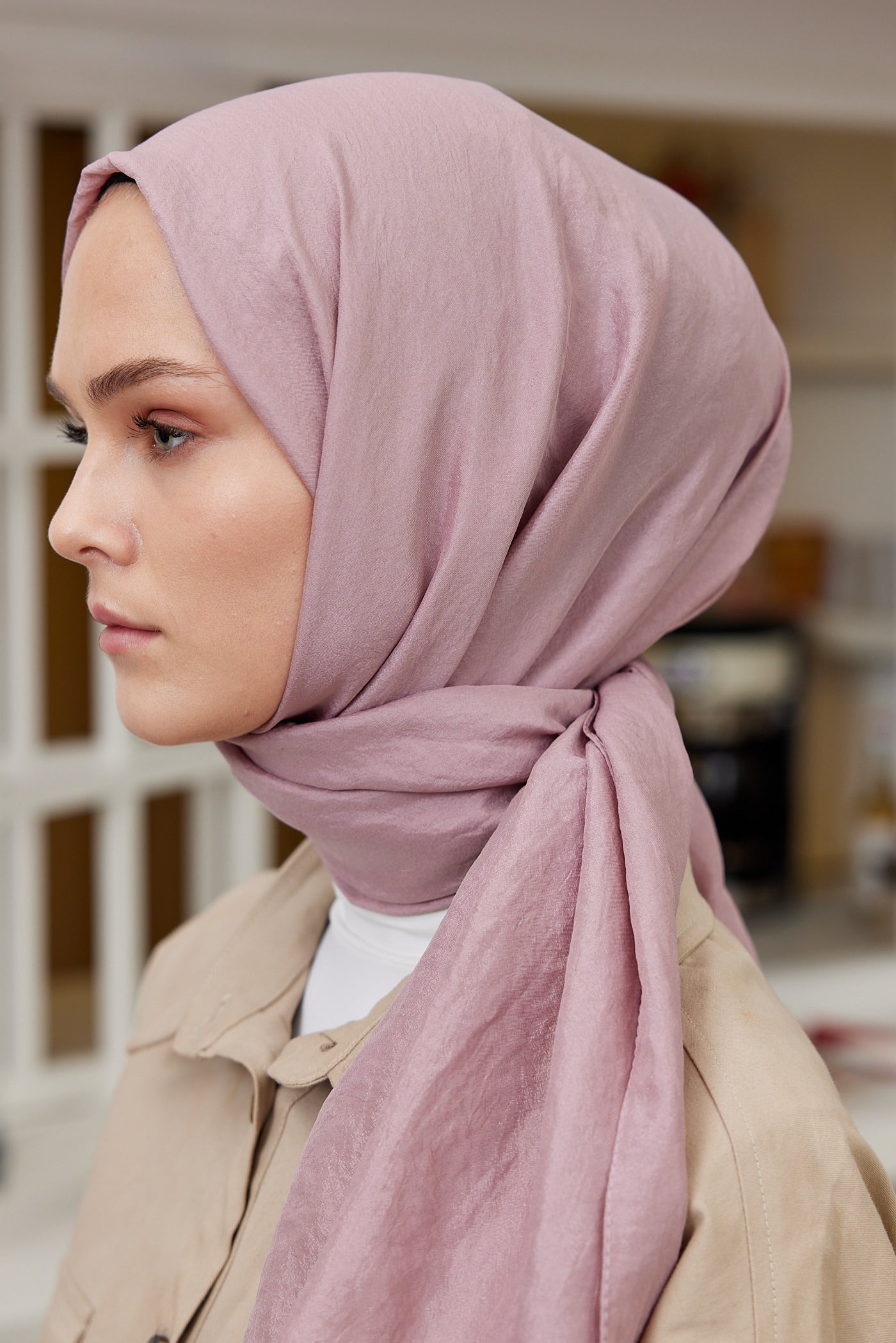 Tesettür Giyim - Elisa Vual Şal - Gül Kurusu - Emproyal