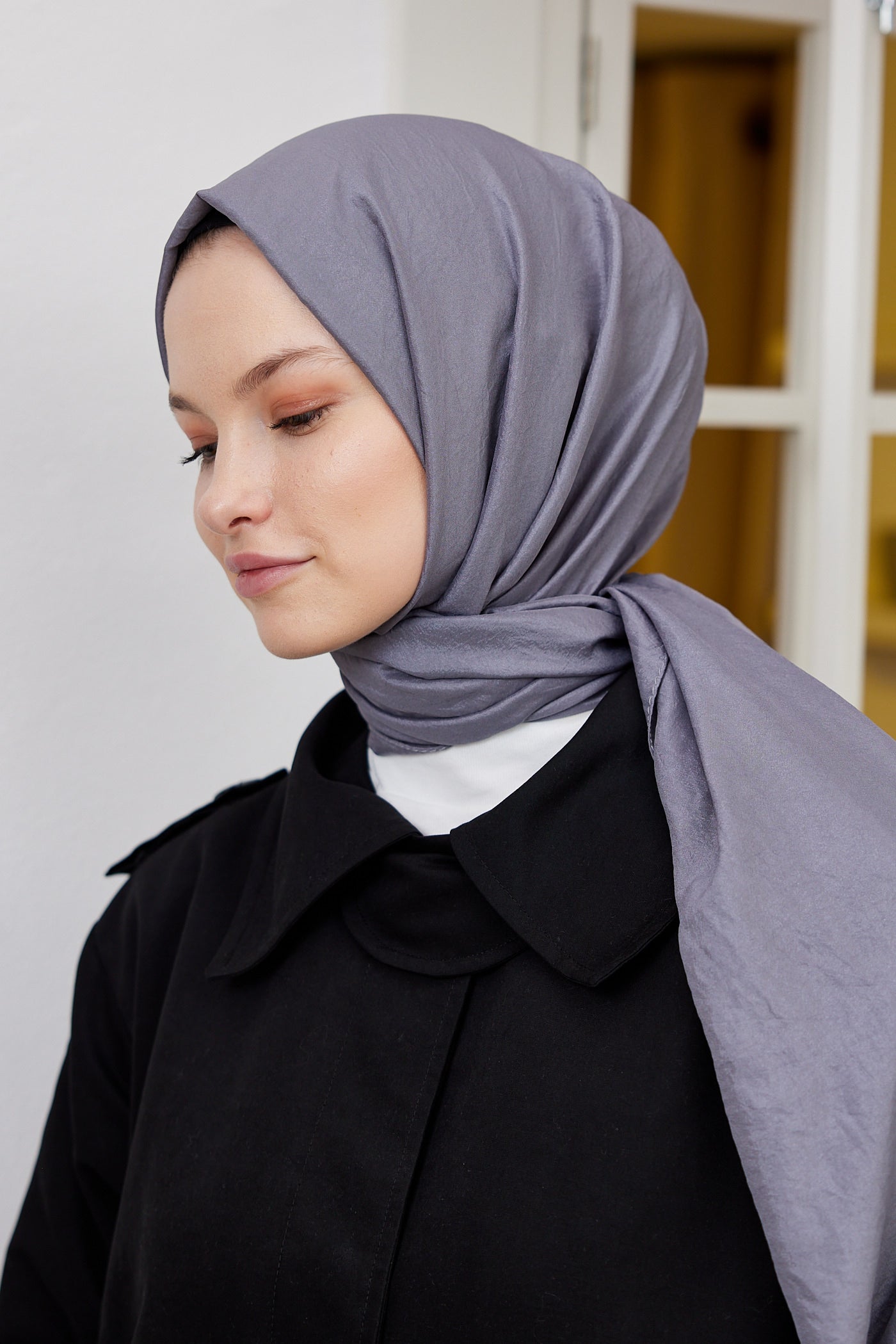 Tesettür Giyim - Elisa Vual Şal - Antrasit - Emproyal