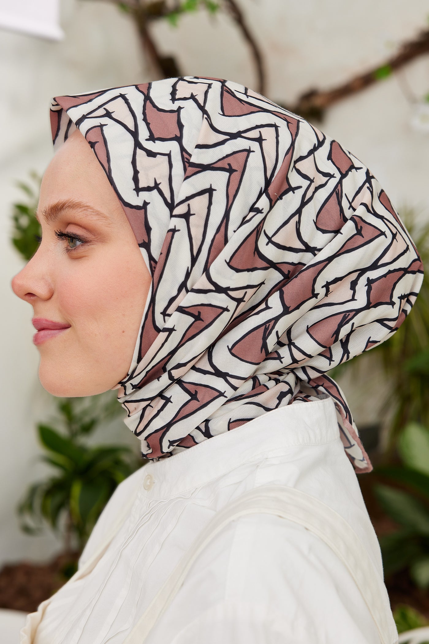 Tesettür Giyim - Pro Line Vera Desen Eşarp - Somon - Siyah - Emproyal