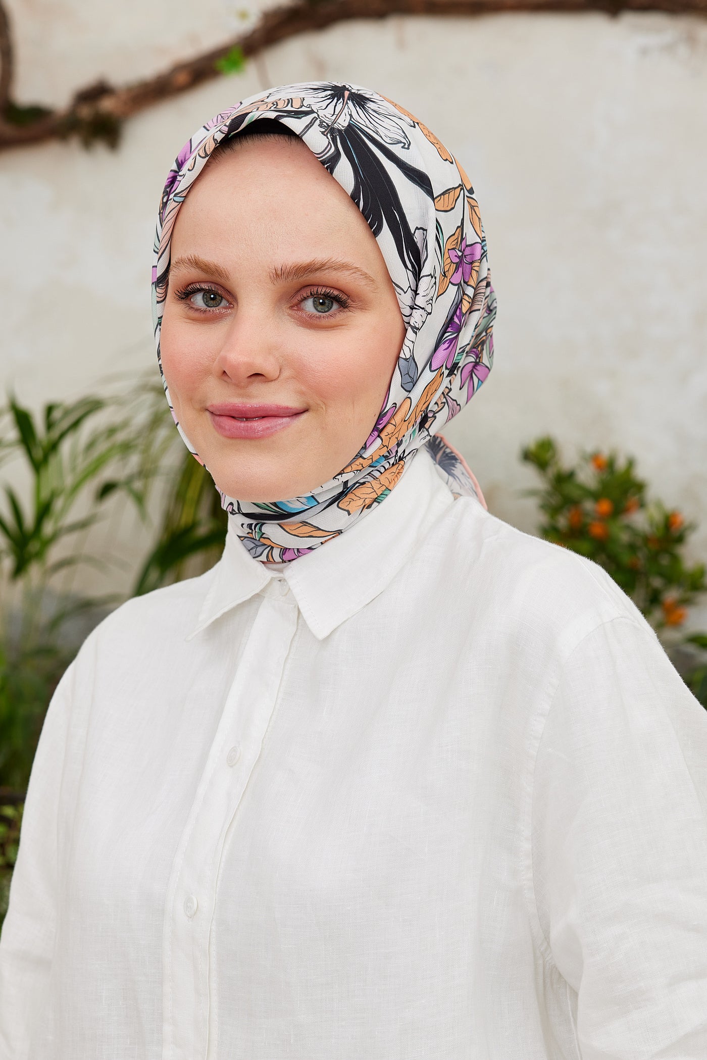 Tesettür Giyim - Pro Line Viola Desen Eşarp - Şeker Pembe - Emproyal