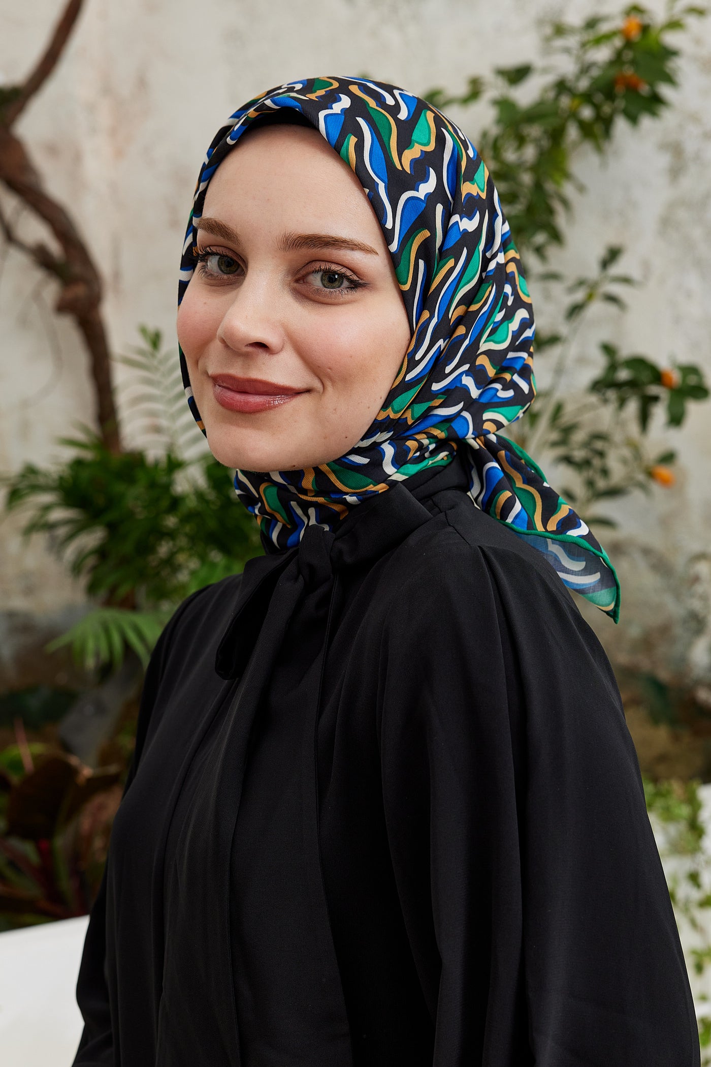 Tesettür Giyim - Pro Line Nancy Desen Eşarp - Saks - Yeşil - Emproyal