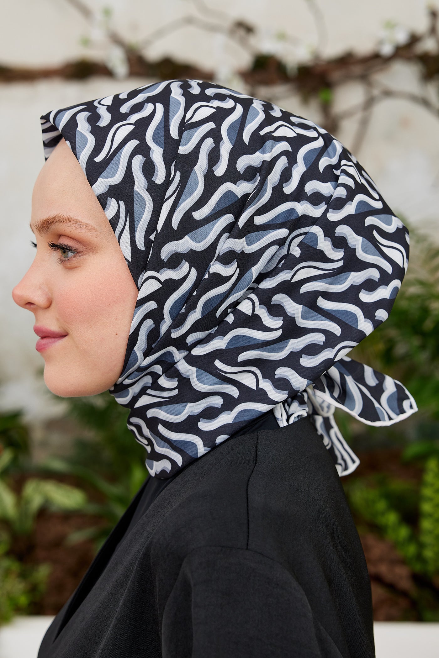 Tesettür Giyim - Pro Line Nancy Desen Eşarp - Füme - Gri - Emproyal