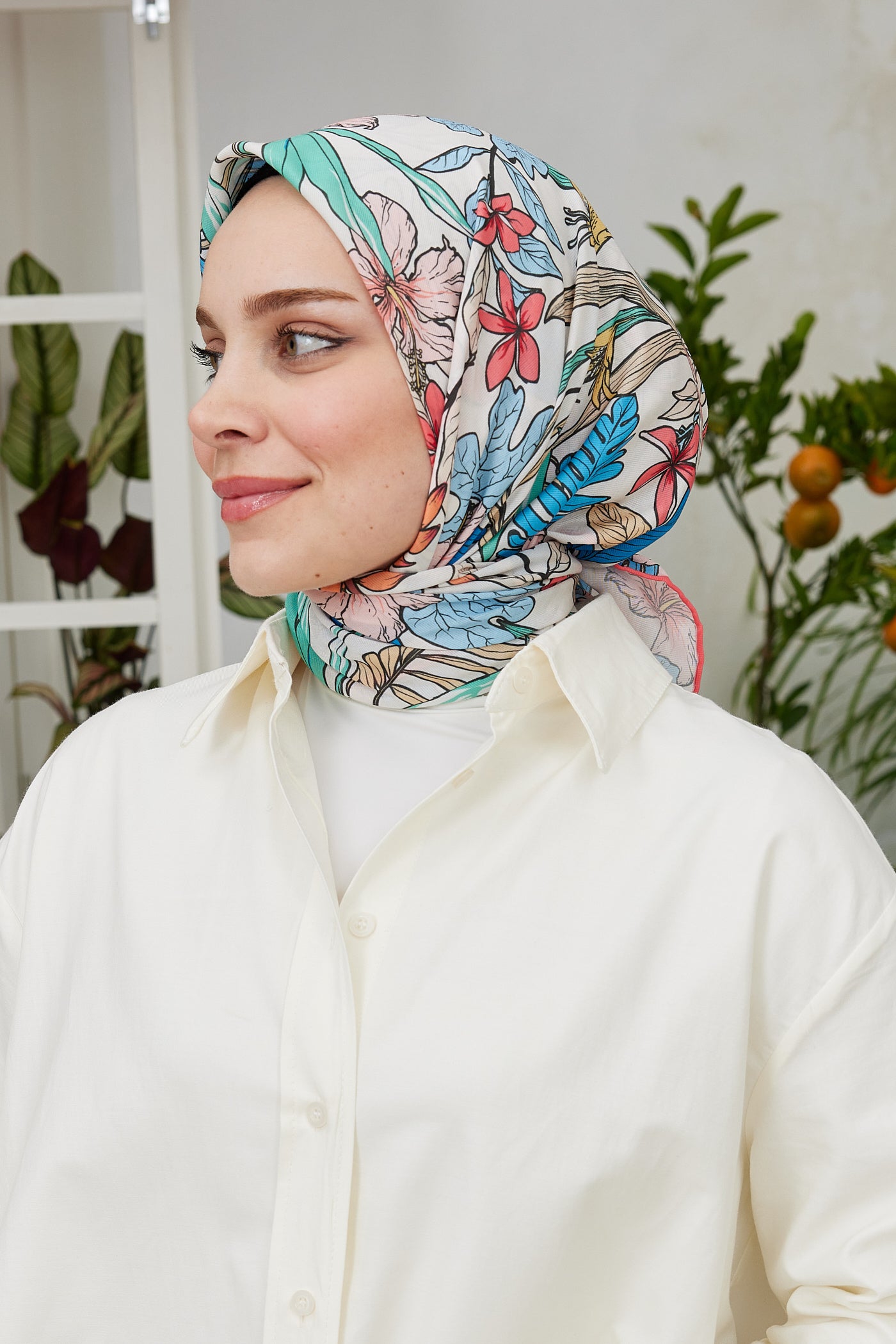 Tesettür Giyim - Pro Line Viola Desen Eşarp - Kırmızı - Emproyal