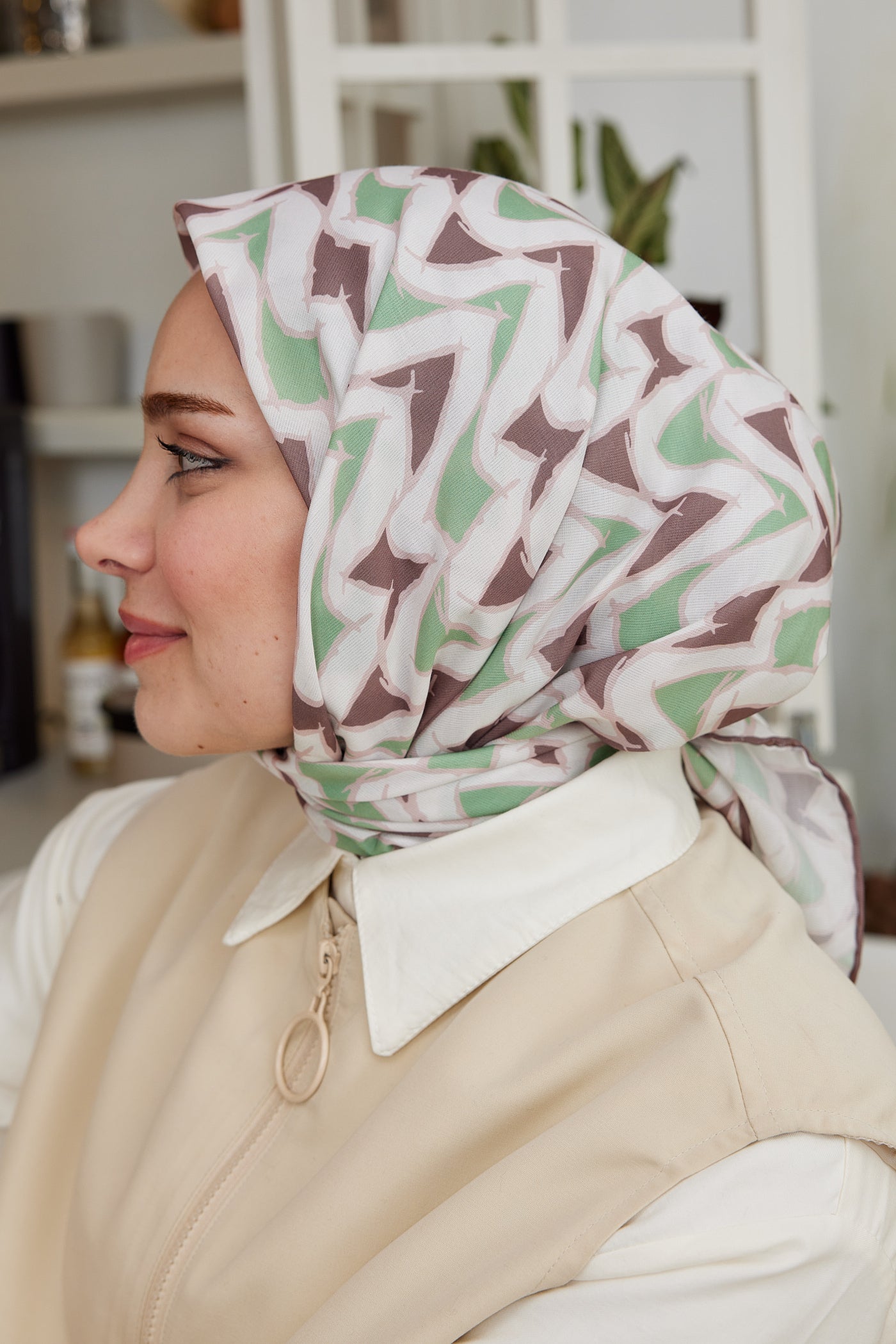 Tesettür Giyim - Pro Line Vera Desen Eşarp - Vizon - Çağla - Emproyal