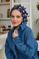 Tesettür Giyim - Pro Line Vera Desen Eşarp - Bordo - Lacivert - Emproyal