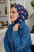 Tesettür Giyim - Pro Line Vera Desen Eşarp - Bordo - Lacivert - Emproyal