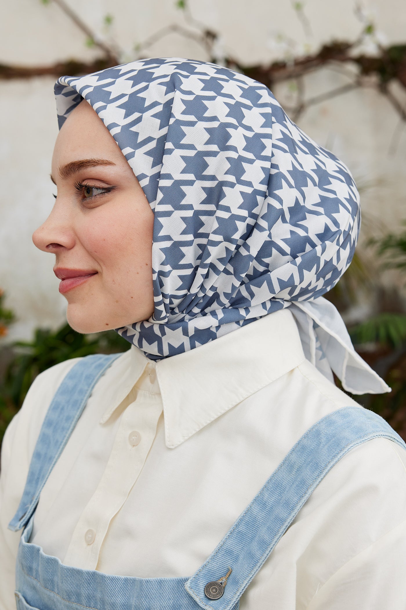 Tesettür Giyim - Pro Line Kazayağı Desen Eşarp - Gri - Bej - Emproyal