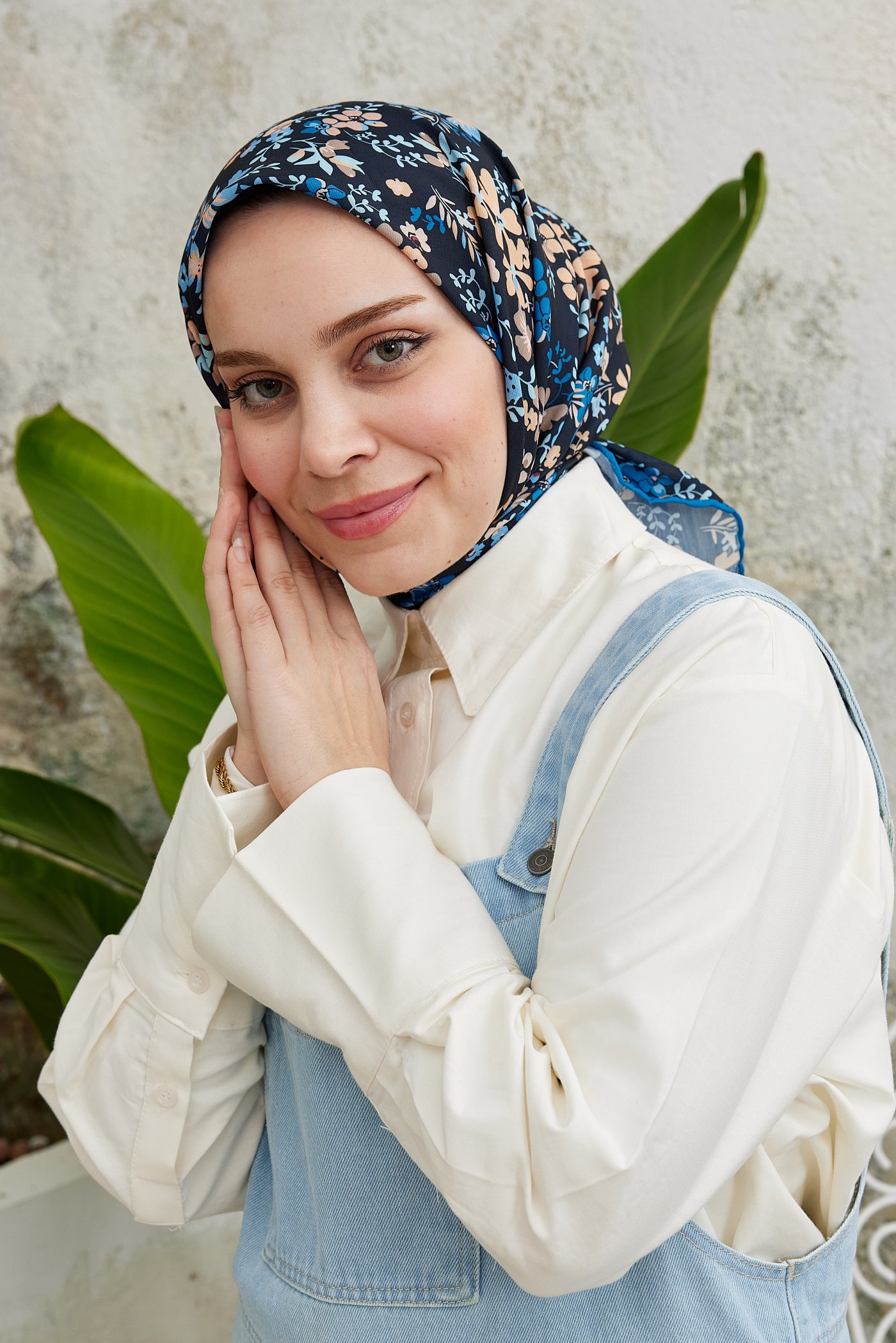 Tesettür Giyim - Pro Line Rosaline Desen Eşarp - Siyah - Saks - Emproyal