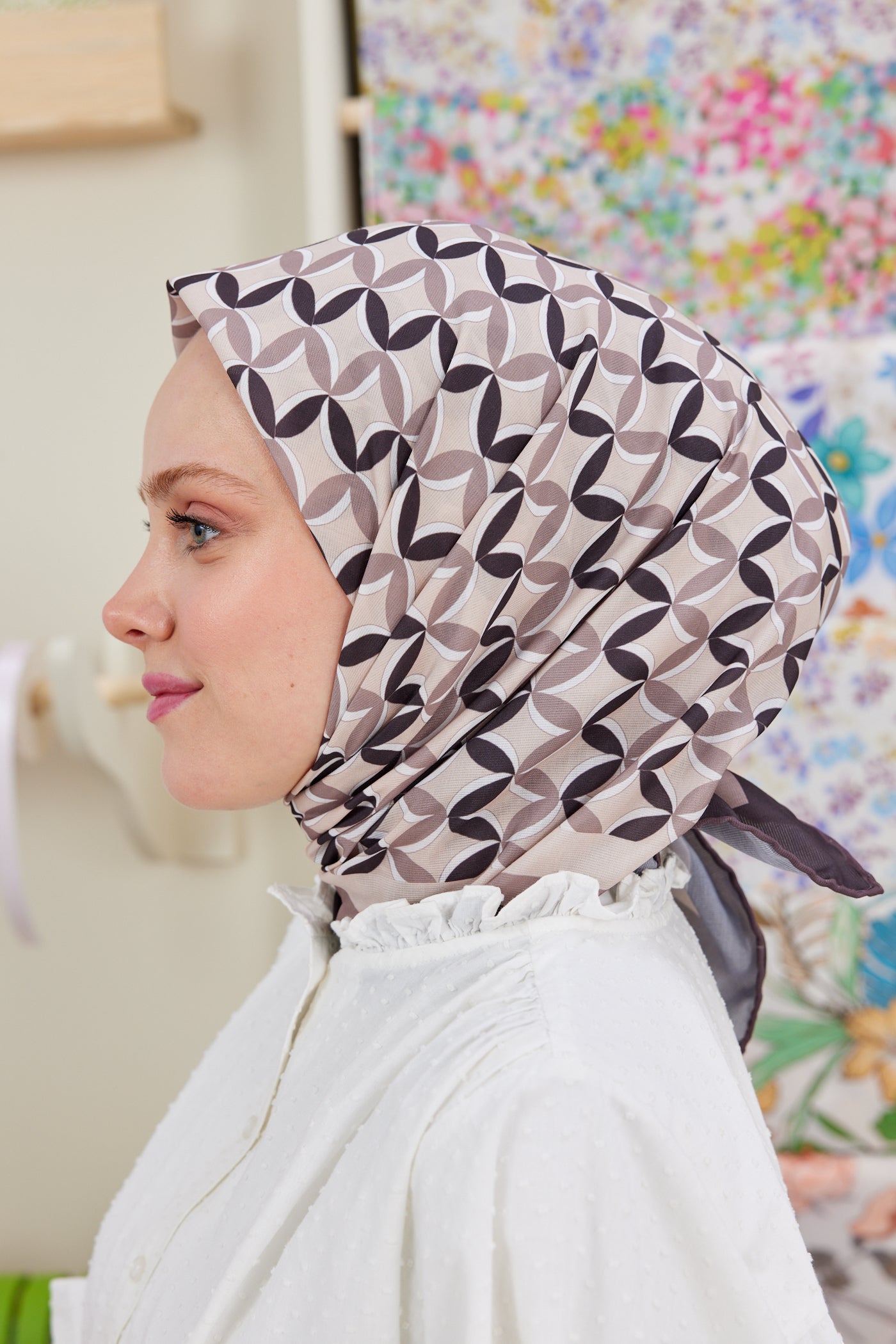 Tesettür Giyim - Pro Line Misha Desen Eşarp - Koyu Pembe - Emproyal