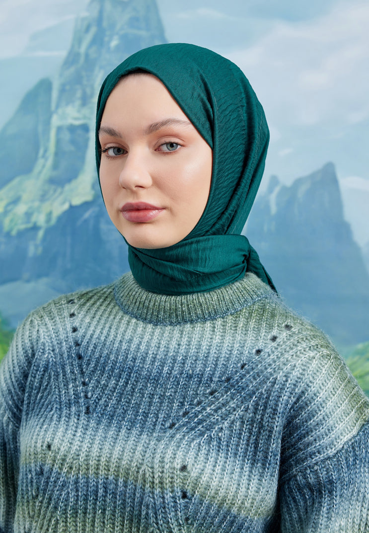 Tesettür Giyim - Carla Şal - Petrol Yeşili - Emproyal