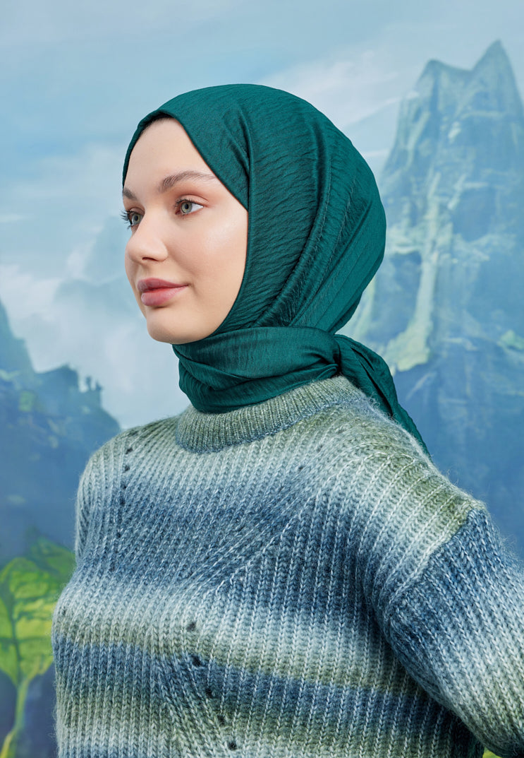 Tesettür Giyim - Carla Şal - Petrol Yeşili - Emproyal