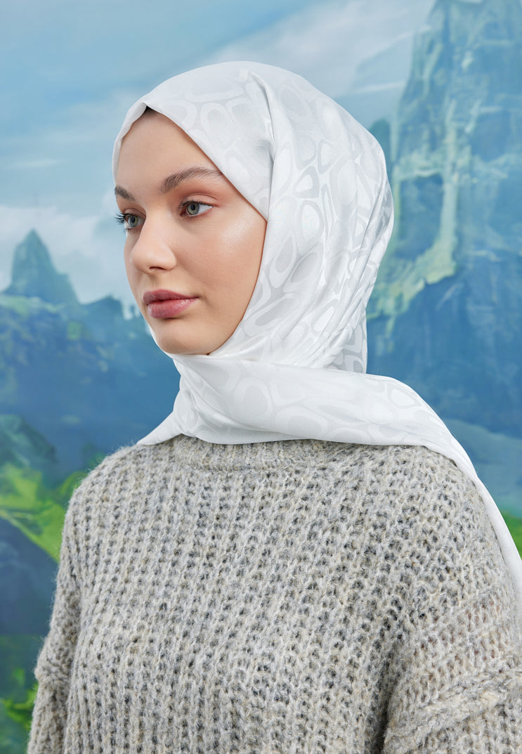 Jacquard Janjan Stone Pattern Shawl - White – Emproyal