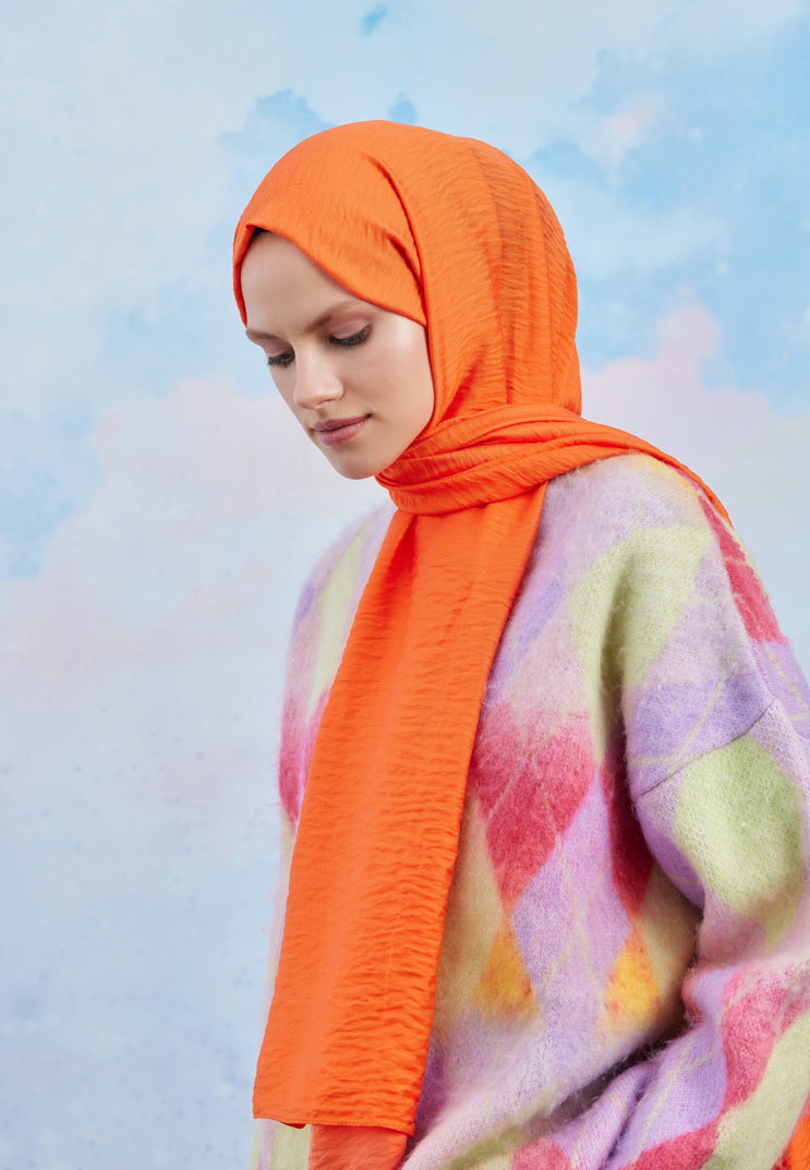 Tesettür Giyim - Carla Şal - Turuncu - Emproyal