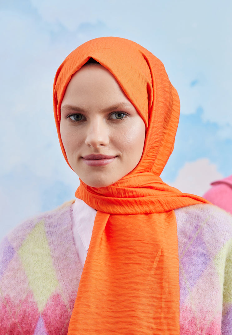 Tesettür Giyim - Carla Şal - Turuncu - Emproyal