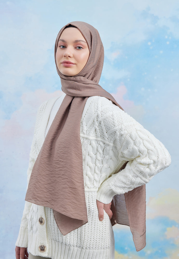 Tesettür Giyim - Carla Şal - Koyu Vizon - Emproyal