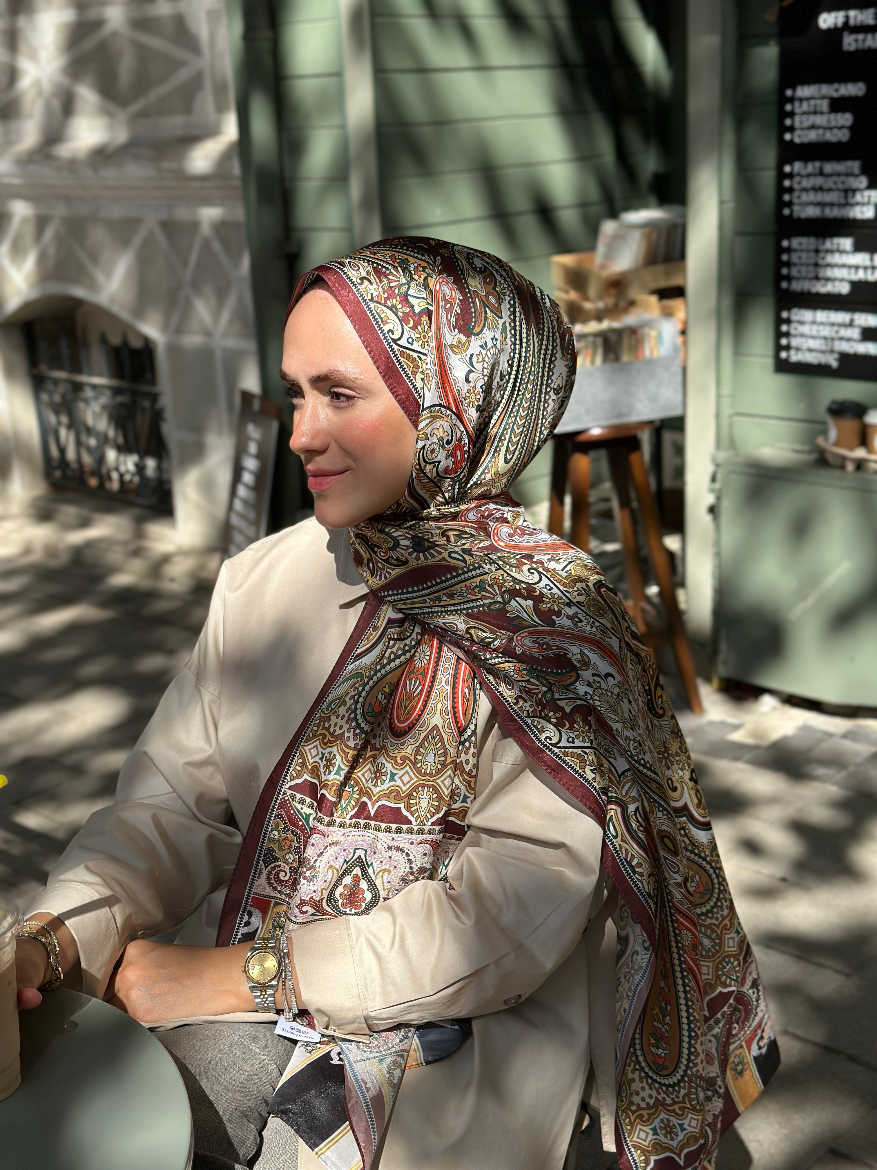 Pro Line Etro Desen Şal - Bordo - Emproyal