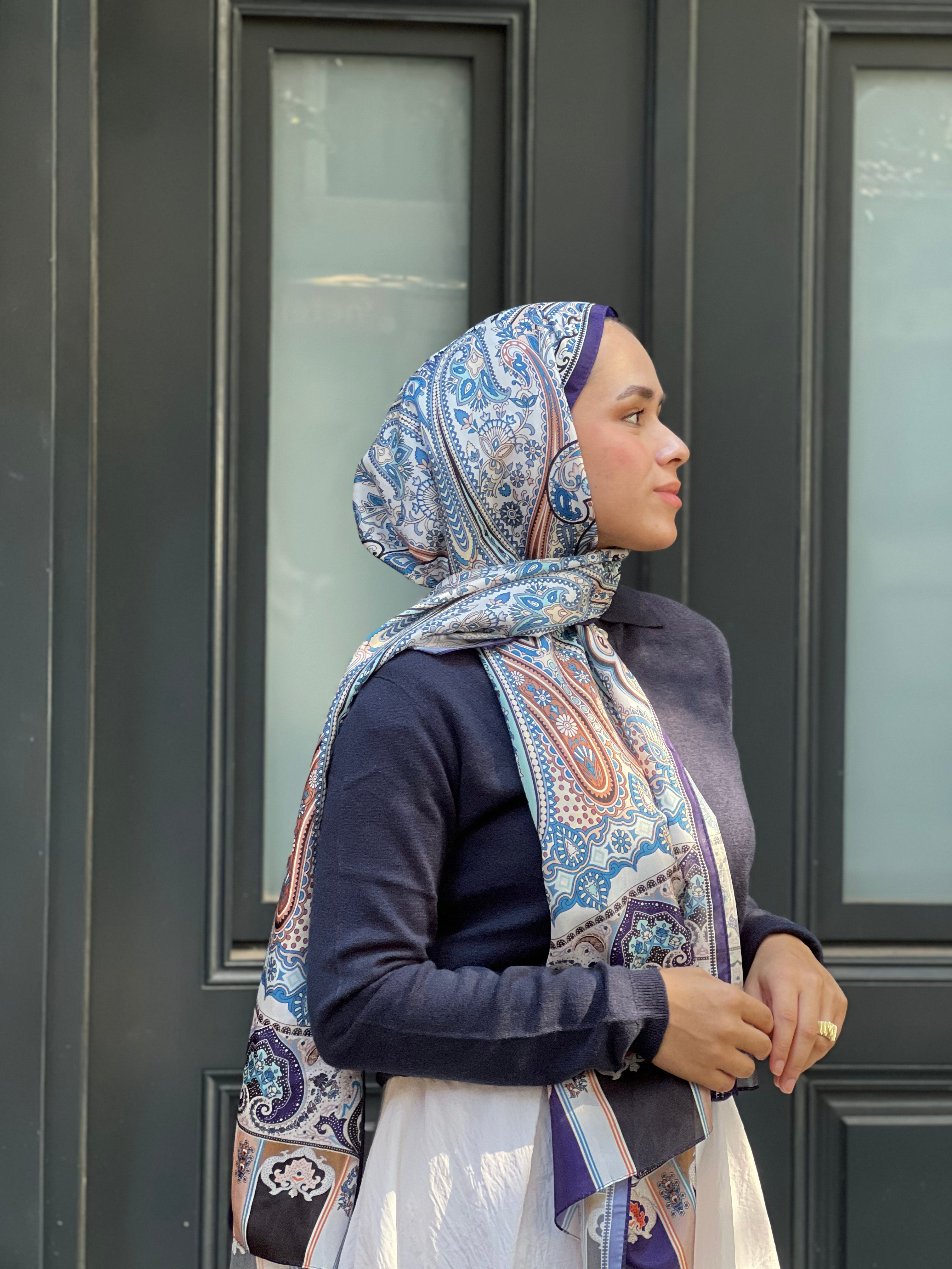 Pro Line Etro Desen Şal - Lacivert - Emproyal