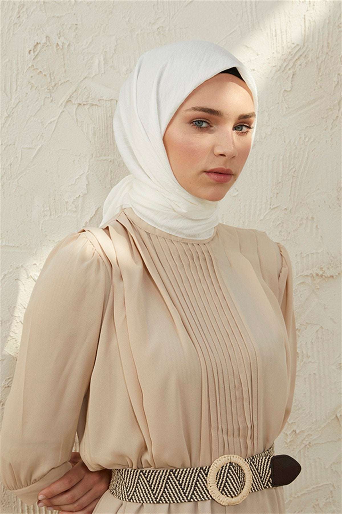 Tesettür Giyim - Oria Eşarp - Beyaz - Emproyal